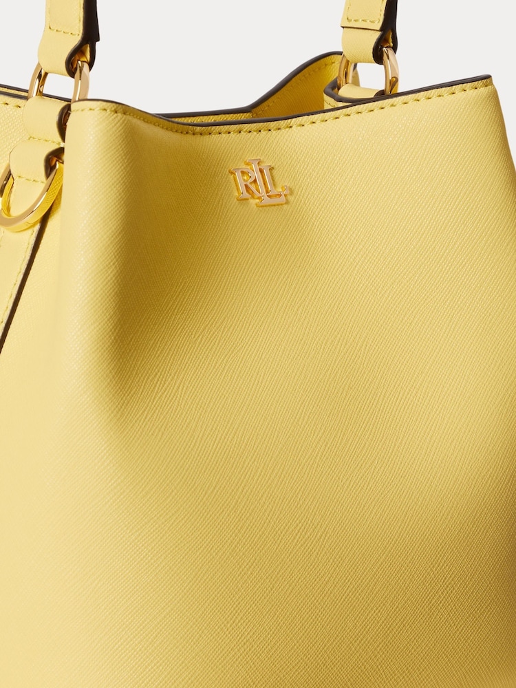 Lauren Ralph Lauren Yellow Crosshatch Small Reese Bucket Bag - Image 5 of 5