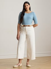 Lauren Ralph Lauren Blue Judy Elbow Sleeve Knit T-Shirt - Image 4 of 5