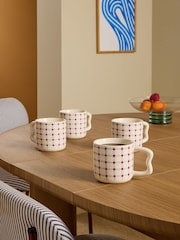 MADE.COM Set of 4 Purple Sophus Check Mugs - Image 1 of 3