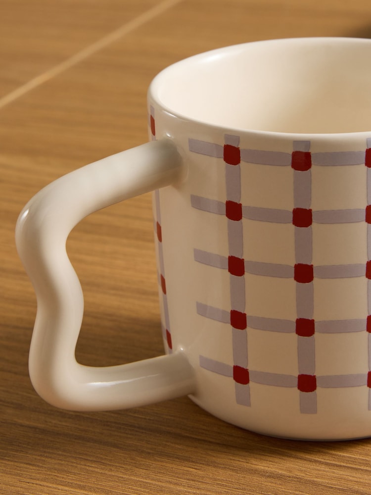 MADE.COM Set of 4 Purple Sophus Check Mugs - Image 2 of 3