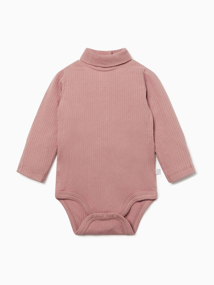 MORI Pink Ribbed Roll Neck Supersoft Bodysuit - Image 2 of 2 MORI Pink Ribbed Roll Neck Supersoft Bodysuit - Image 2 of 2