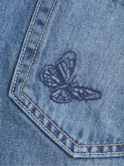 Hollister Low-Rise Butterfly Embroidery Denim Mini Skort - Bild 5 von 6