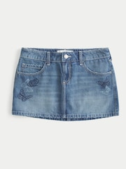 Hollister Low-Rise Butterfly Embroidery Denim Mini Skort - Bild 6 von 6