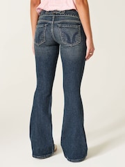 Hollister Blue Ultra Low Rise Flare Denim Jeans With Buckle Detail - Image 2 of 5