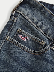Hollister Blue Ultra Low Rise Flare Denim Jeans With Buckle Detail - Image 5 of 5
