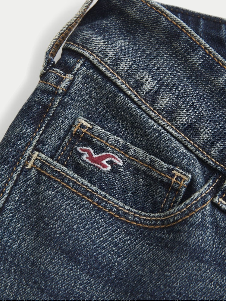 Hollister Blue Ultra Low Rise Flare Denim Jeans With Buckle Detail - Image 5 of 5