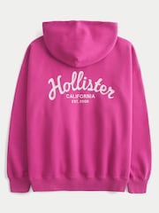 Hollister Pink Hollister Grey Oversized Logo Graphic Hoodie - Image 4 of 5