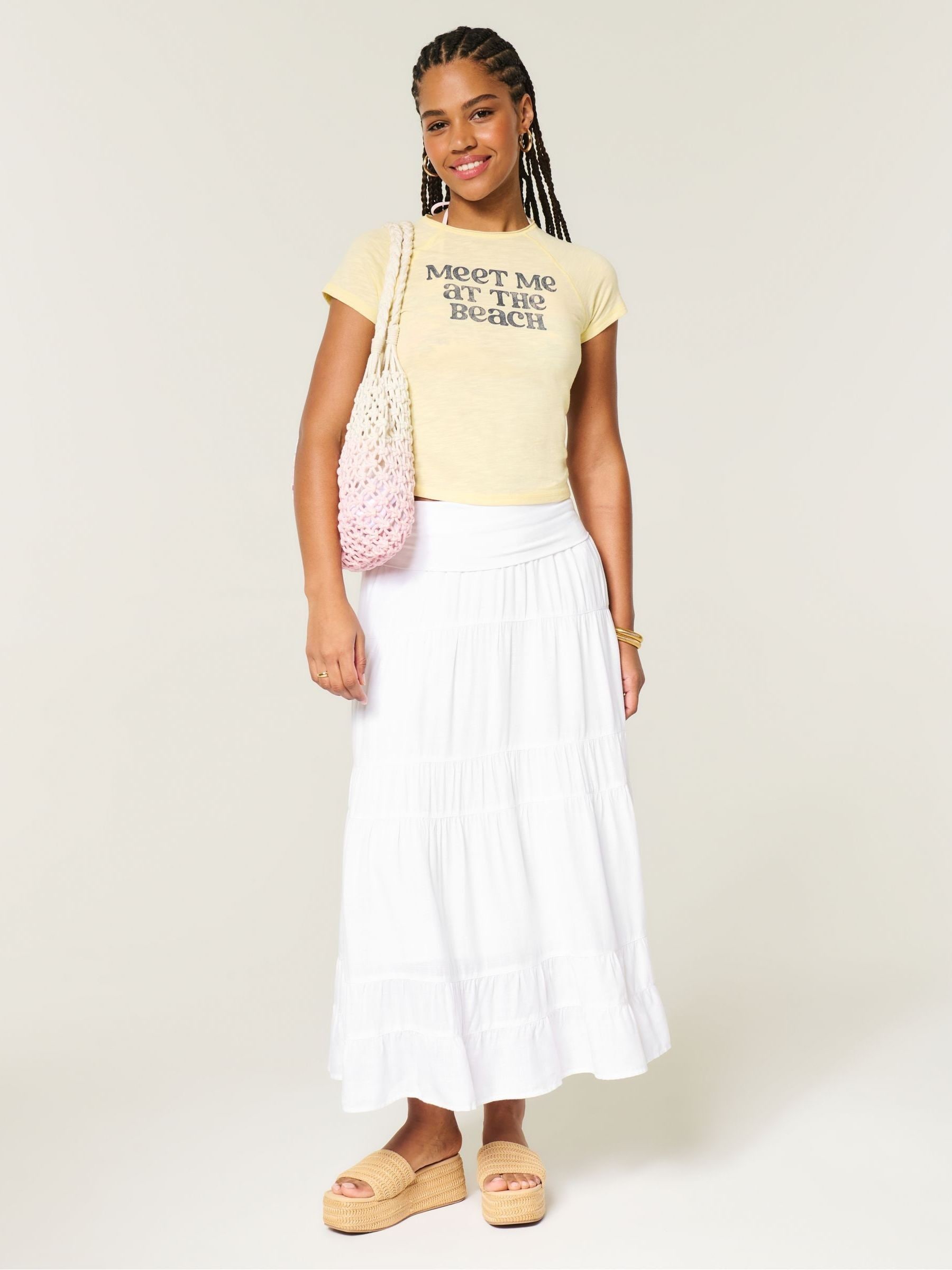 Buy Hollister White Foldover Maxi Skirt from Next USA