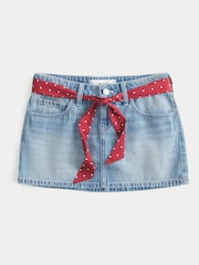 Hollister Blue Low-Rise Waist Tie Denim Mini Skirt - Image 4 of 4