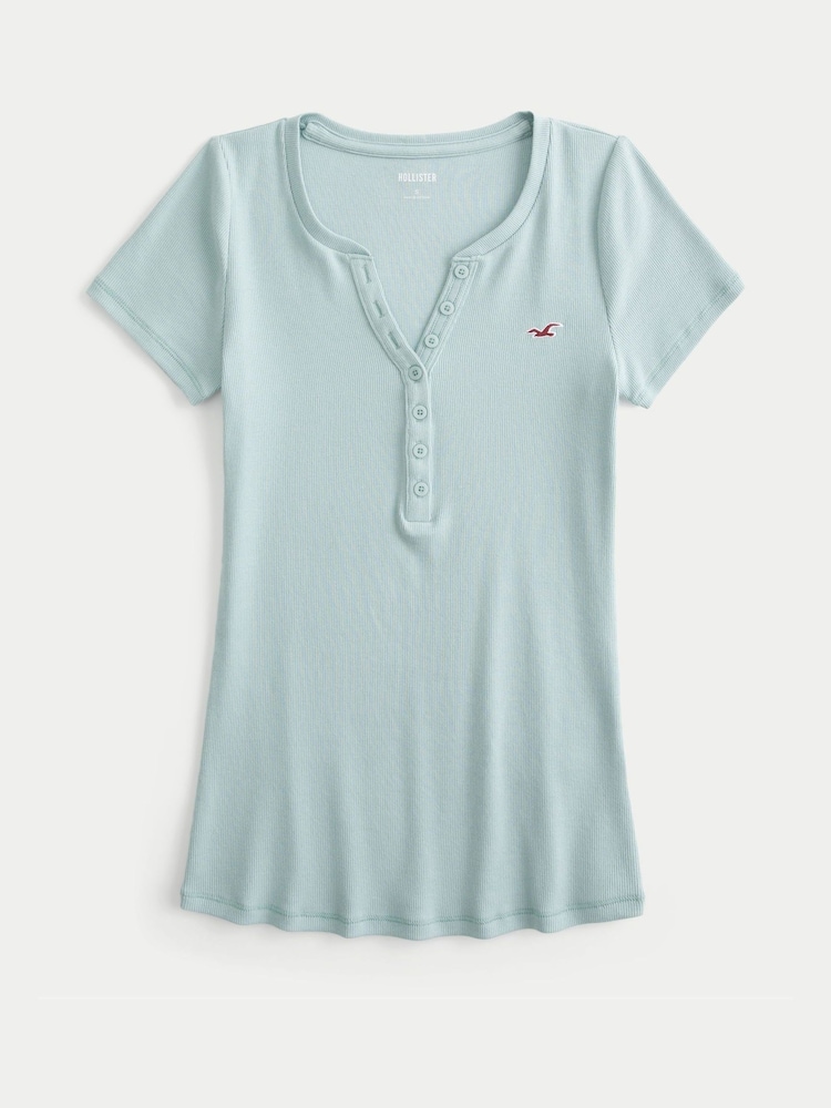 Hollister Short-Sleeve Icon Henley - Image 1 of 3 Hollister Short-Sleeve Icon Henley - Image 1 of 3