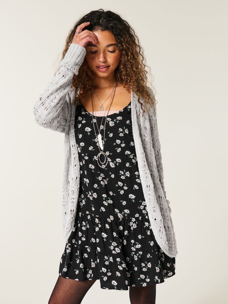 Hollister Grey Long-Length No-Close Cardigan - Image 2 of 4 Hollister Grey Long-Length No-Close Cardigan - Image 2 of 4