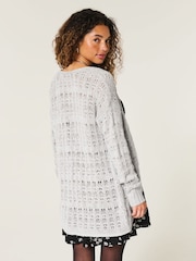 Hollister Grey Long-Length No-Close Cardigan - Image 3 of 4