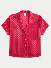 Hollister Red Heart-Pattern Button-Through Shirt - Image 1 of 2