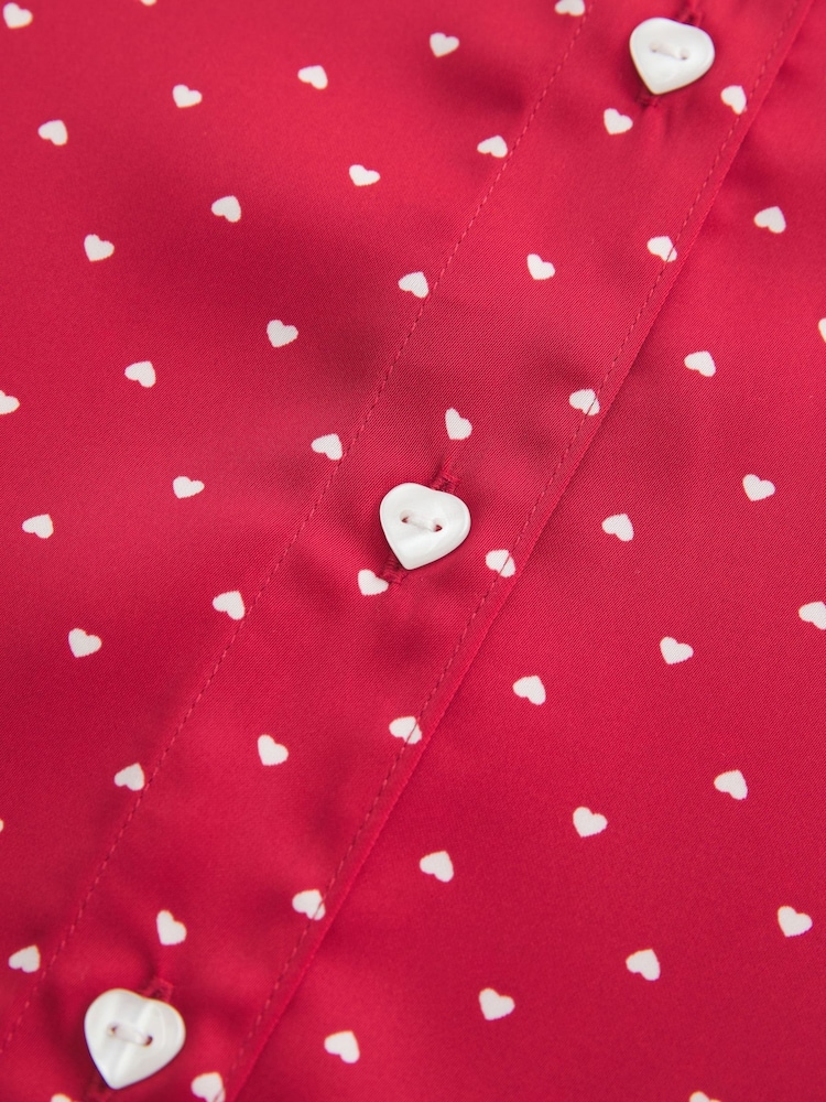 Hollister Red Heart-Pattern Button-Through Shirt - Image 2 of 2
