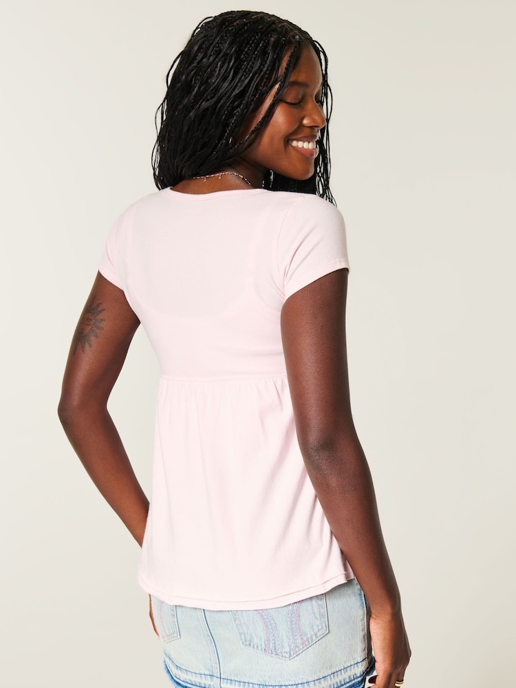 وردي - Hollister Babydoll Short Sleeve Top - Image 2 of 4