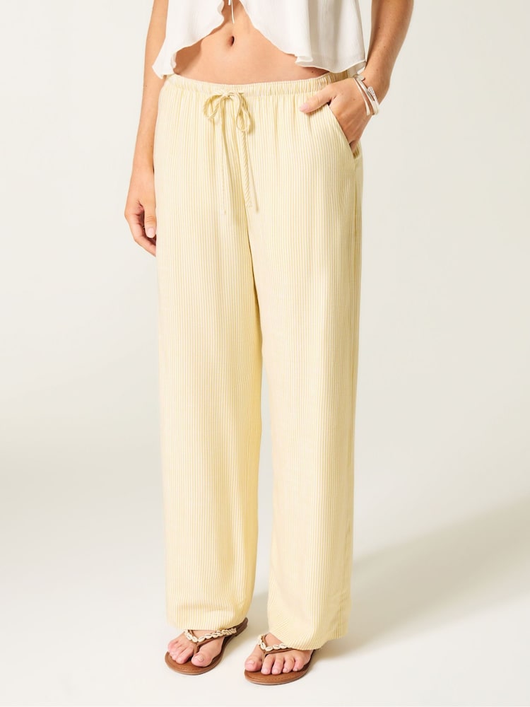 Galben - Hollister Slubby Stripe Pull On Trousers - Imaginea 1 din 4