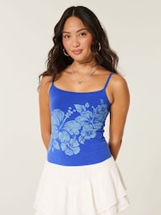 أزرق - Hollister Hibiscus Floral Strappy Cami Top - Image 1 of 6