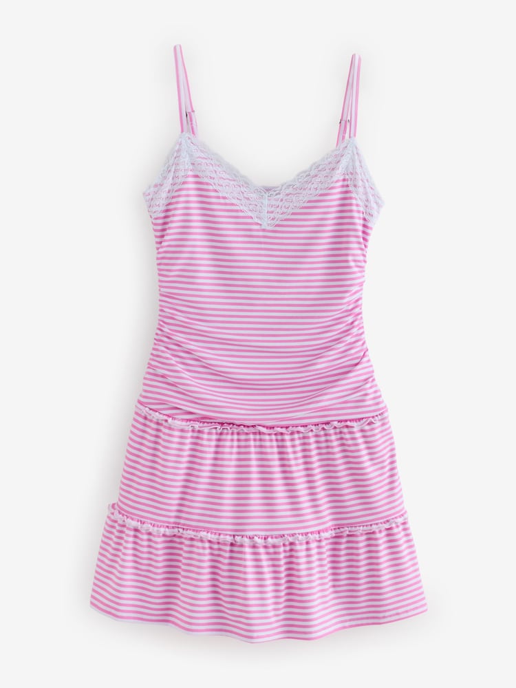 Hollister Pink Knitted Cami Tiered Skort Dress - Image 1 of 1