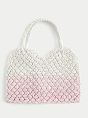Hollister White Dip Dye Textured Woven Beach Bag - Image 1 of 2