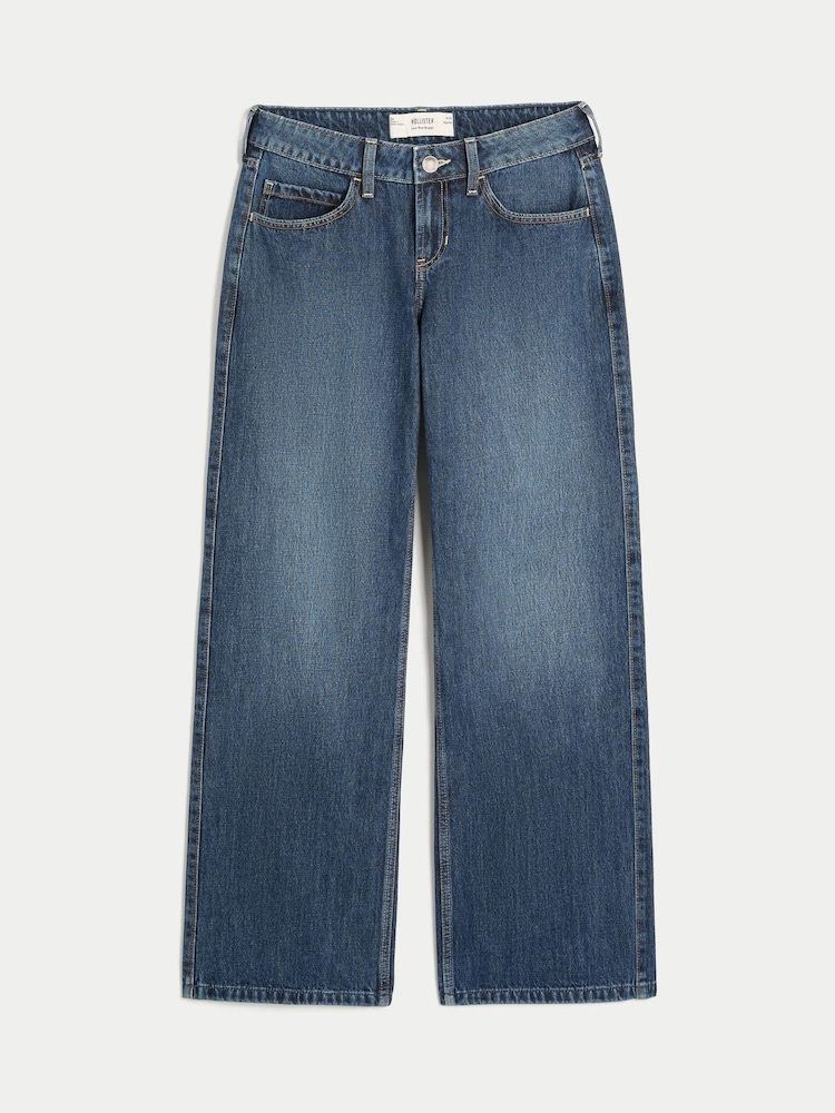 Μπλε - Hollister Τζιν με χαμηλοκάβαλο Baggy Τζιν - Εικόνα 4 του 4