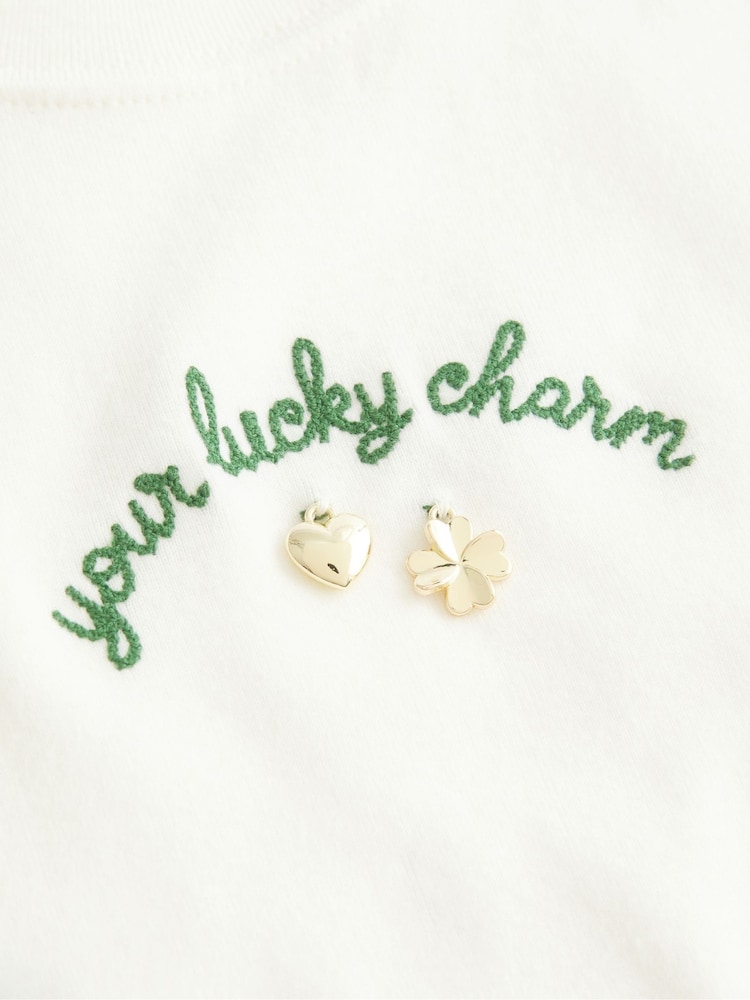 Hollister White St Patrick's Day Lucky Charm Slogan Baby T-Shirt - Image 5 of 5 Hollister White St Patrick's Day Lucky Charm Slogan Baby T-Shirt - Image 5 of 5