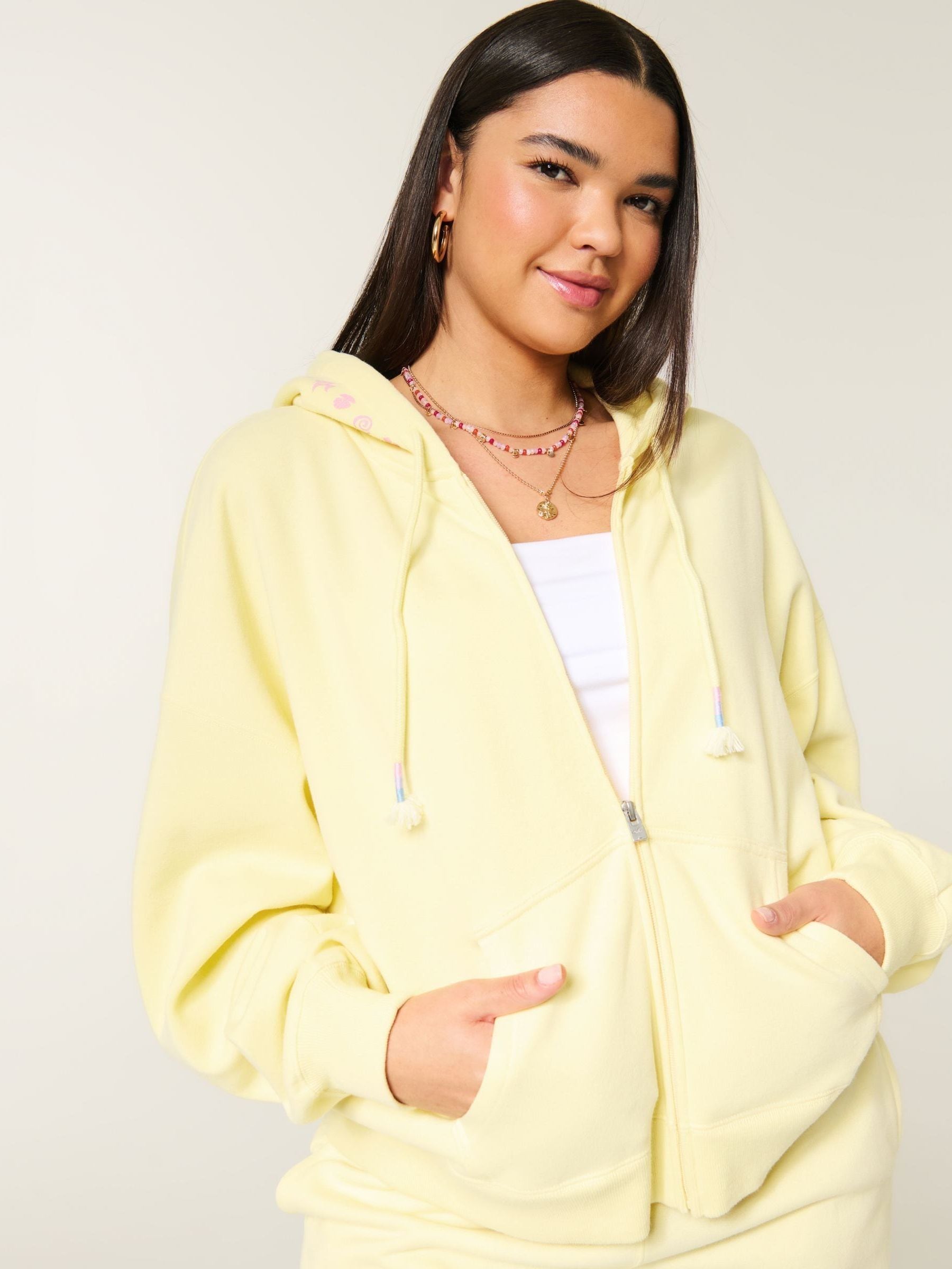 Buy Hollister Yellow Easy Beachy Graphic Zip-Up Hoodie from Next USA