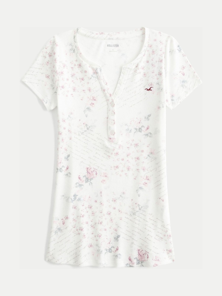 Hollister White Short-Sleeve Icon Henley - Image 1 of 1