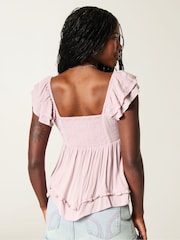 Hollister Pink Easy Handkerchief Hem Babydoll Top - Image 3 of 4