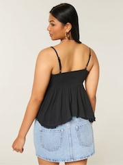 Hollister Black Boho Ruffle Hem Strappy Cami Top - Image 2 of 4