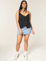 Hollister Black Boho Ruffle Hem Strappy Cami Top - Image 3 of 4
