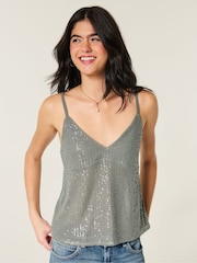 Hollister Grey Bare Shine Babydoll Cami Top - Image 1 of 3