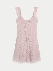 Rosa - Hollister minikjole med blonder og volang og V-hals - Bilde 1 av 2