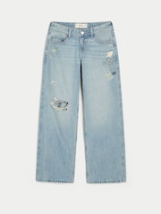 Hollister מכנסי ג'ינס בגזרת באגי בגובה מותניים נמוך ובאפקט שפשוף קל עם רקמה - תמונה 5 מתוך 6