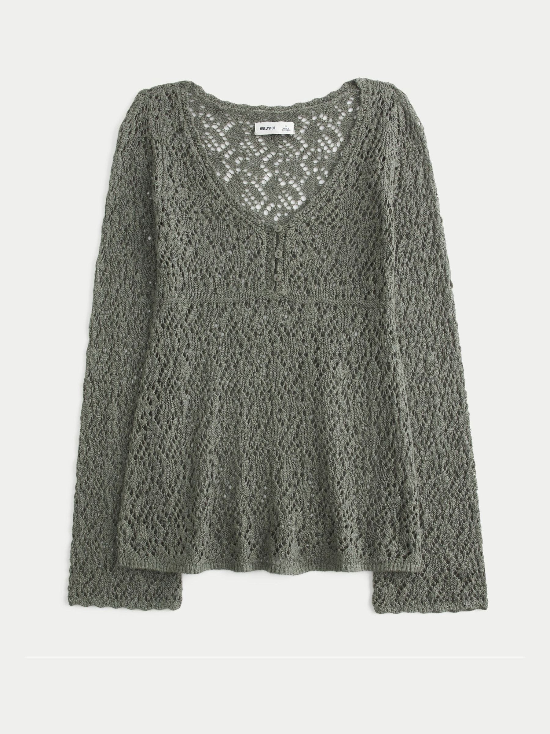 Buy Hollister Green Open-Stitch V-Neck Jumper from Next India