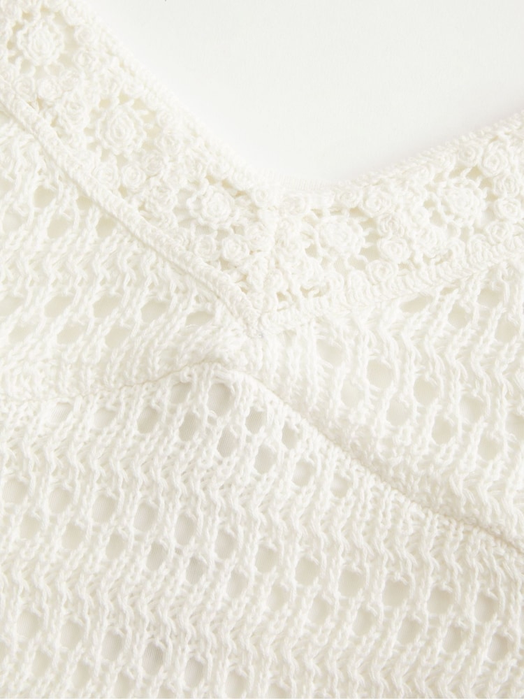 Hollister White Ramadan Knitted Strappy Midi Dress - Image 2 of 2