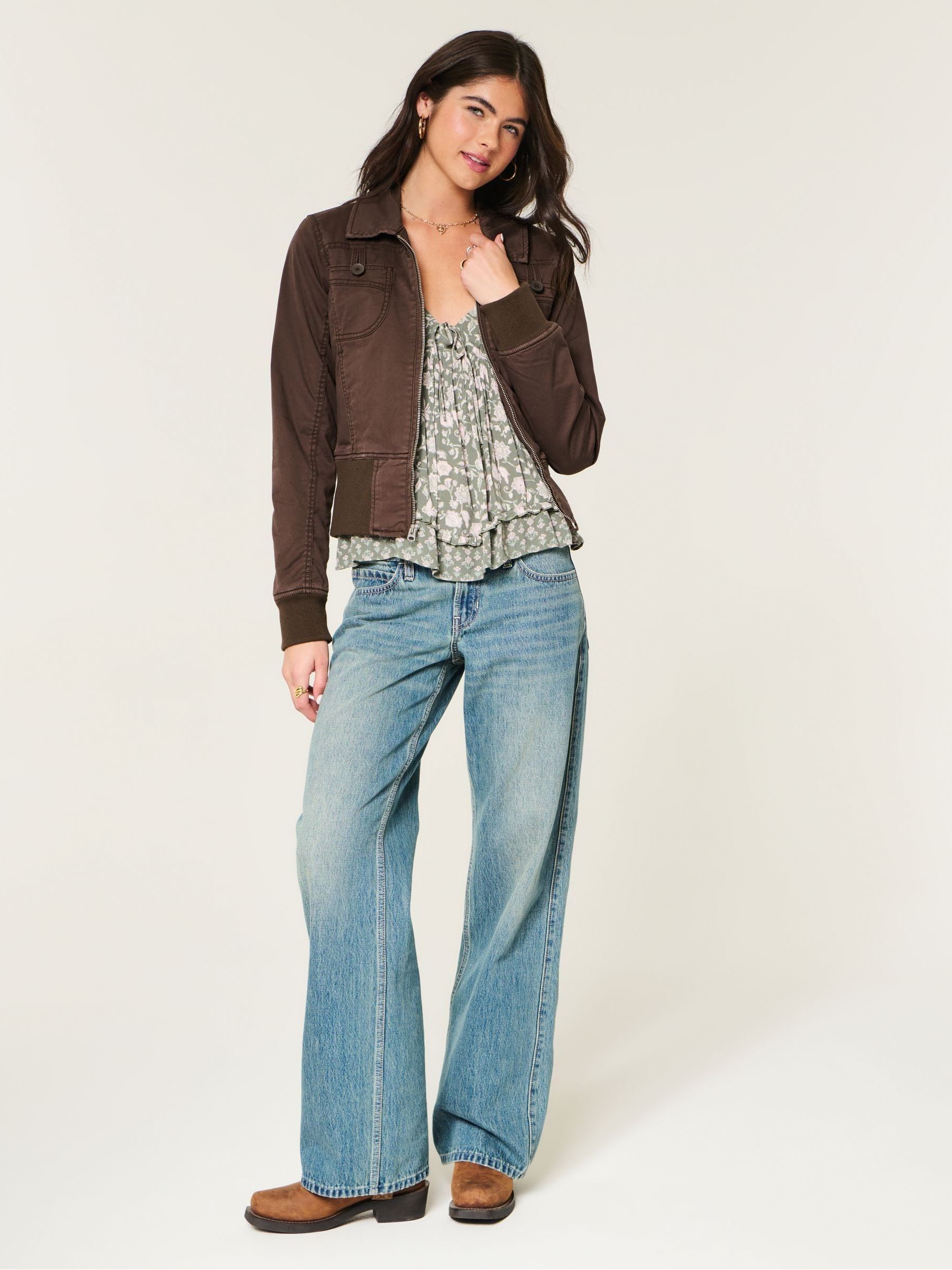 Buy Hollister Brown Twill Zip-Up Jacket from the Next UK online shop