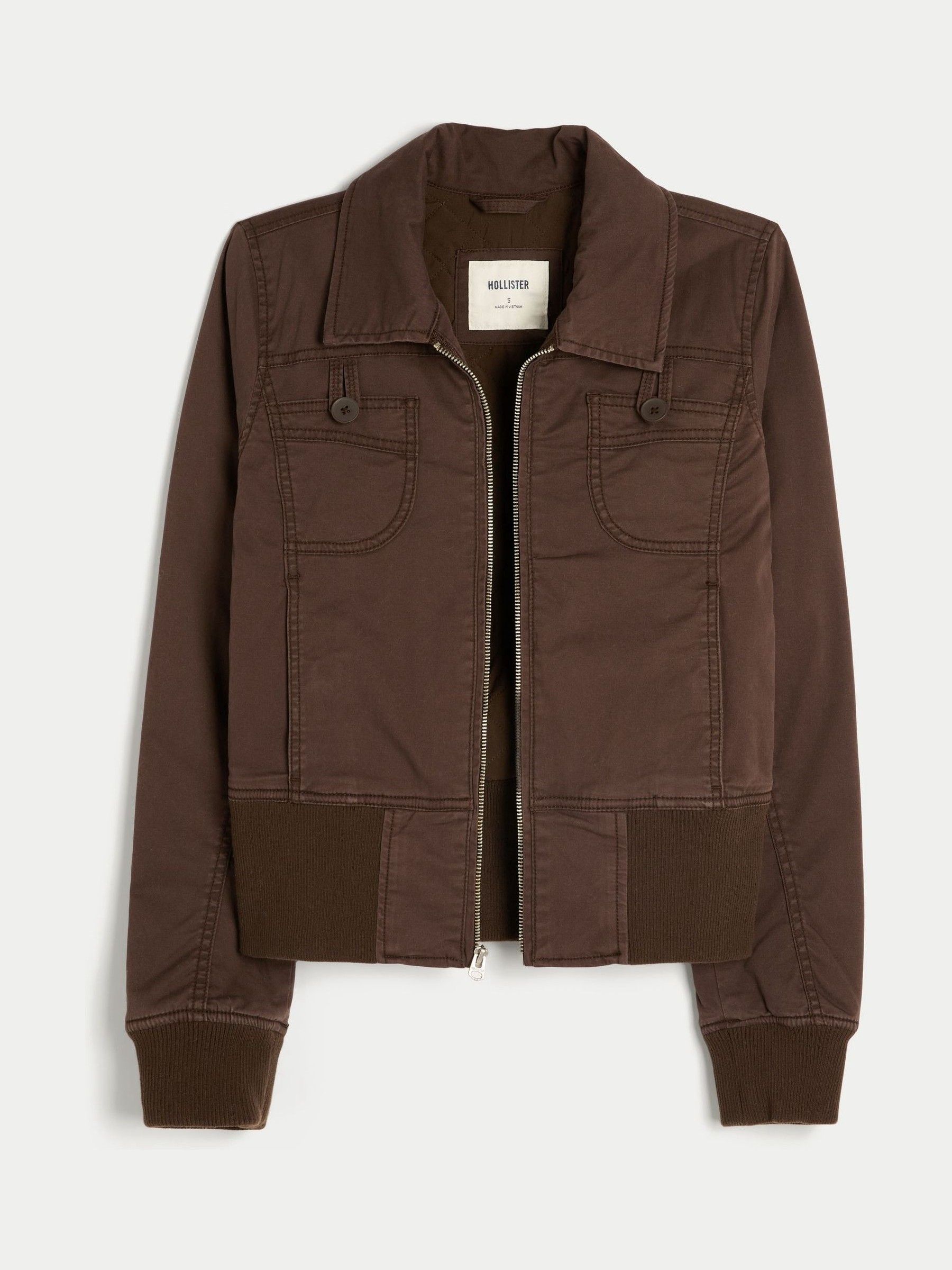 Buy Hollister Brown Twill Zip-Up Jacket from Next Norway