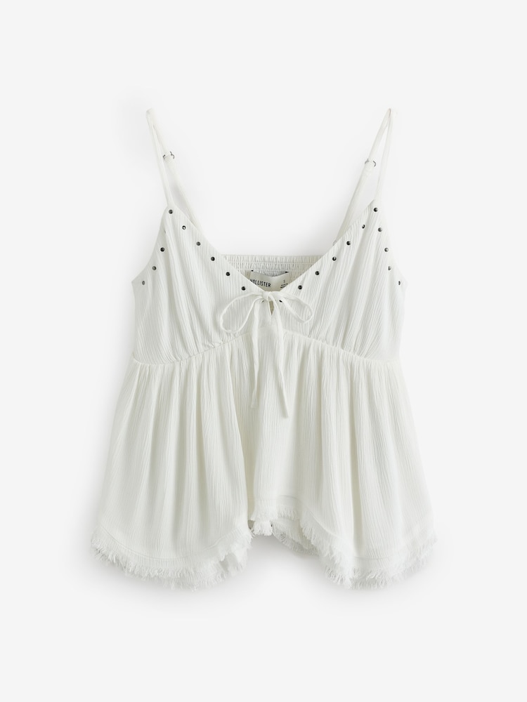 Hollister White Boho Ruffle Hem Strappy Cami Top - Image 1 of 1