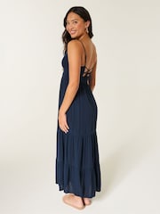 Hollister Blue Embroidered Strappy Maxi Dress - Image 2 of 5