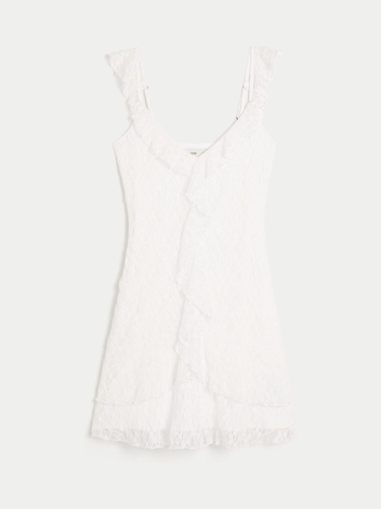 Buy Hollister Cream Lace Ruffle V-Neck Mini Dress from Next USA