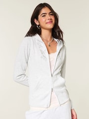 Hollister Grey Graphic Zip Through Hoodie - Image 1 of 4