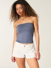 Hollister White Low Rise Denim Mini Shorts - Image 1 of 3