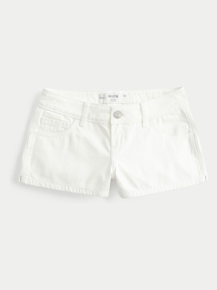 Hollister White Low Rise Denim Mini Shorts - Image 3 of 3 Hollister White Low Rise Denim Mini Shorts - Image 3 of 3