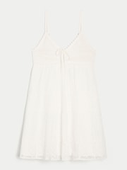 Hollister White Boho Crochet Mesh Babydoll Mini Dress - Image 3 of 4