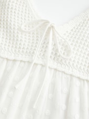 Hollister White Boho Crochet Mesh Babydoll Mini Dress - Image 4 of 4