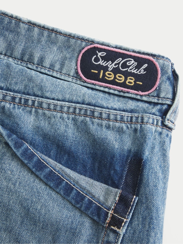 Hollister Mid Wash Low-Rise Foldover Waist Baggy Jeans - תמונה 8 מתוך 8