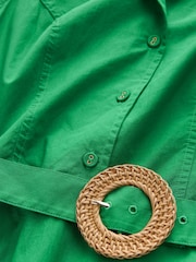 Πράσινο - Βαμβακερό Αμάνικο Midi Σεμιζιέ Με ζώνη - Εικόνα 7 από 8