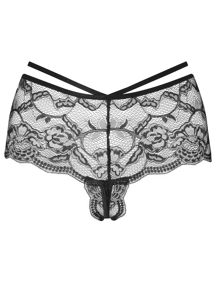 Ann Summers Black Adore You Crotchless Lace Shorts - Image 5 of 5