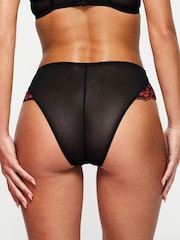 Ann Summers Black/Red High Waist Sexy Lace Knickers - Image 3 of 5