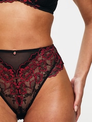 Ann Summers Black/Red High Waist Sexy Lace Knickers - Image 4 of 5